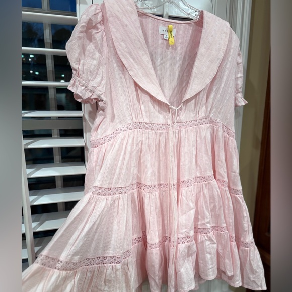 Mable Babydoll Dress Pink Sz Medium - Picture 5 of 11
